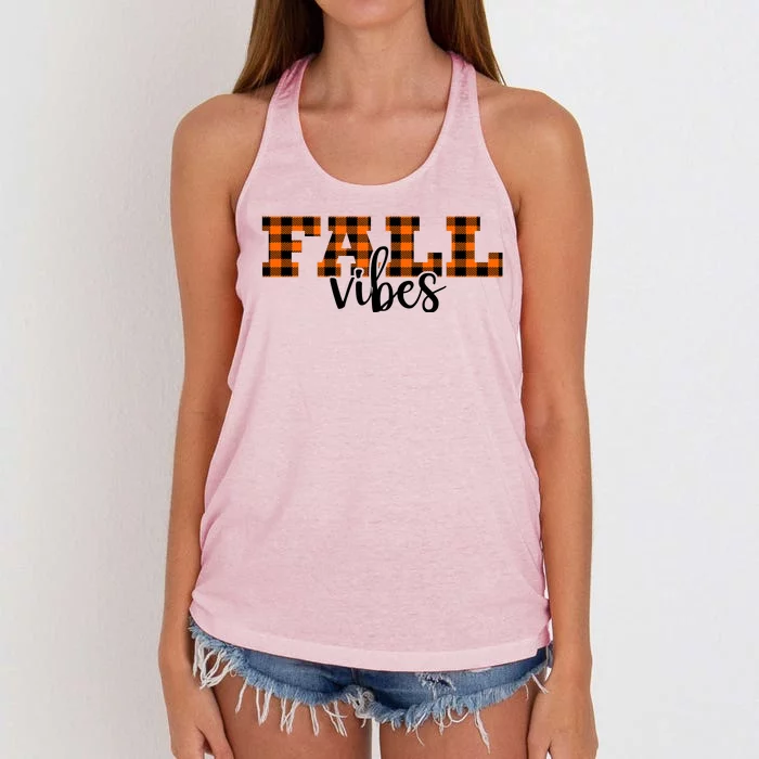 Fall Vibes Plaid October Women's Knotted Racerback Tank