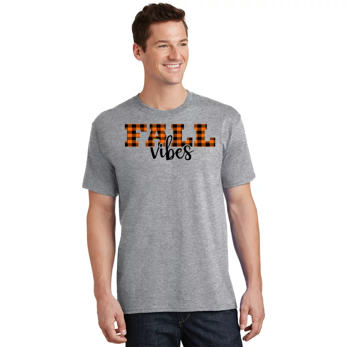 Fall Vibes Plaid October T-Shirt