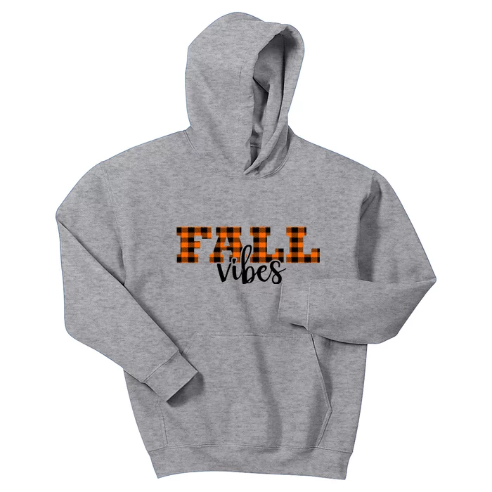 Fall Vibes Plaid October Kids Hoodie