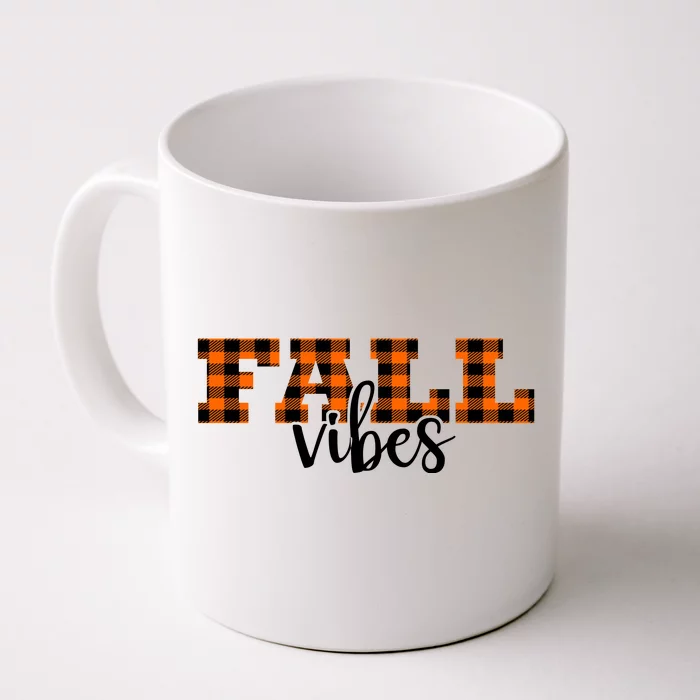 Fall Vibes Plaid October Front & Back Coffee Mug