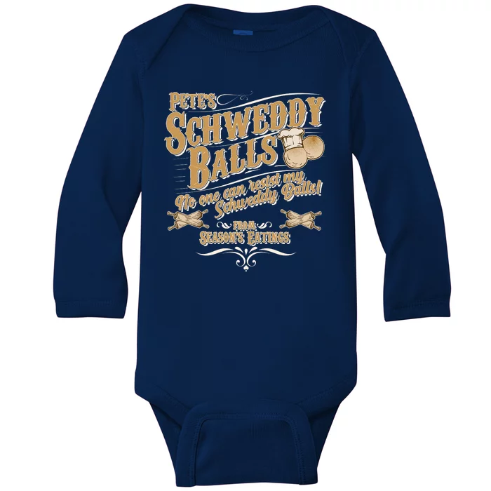 Funny Vintage Pete's Schweddy Balls Baby Long Sleeve Bodysuit