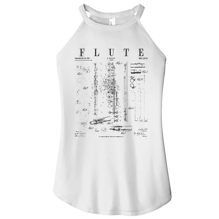 Flute Vintage Patent Flutist Flautist Drawing Print Women’s Perfect Tri Rocker Tank