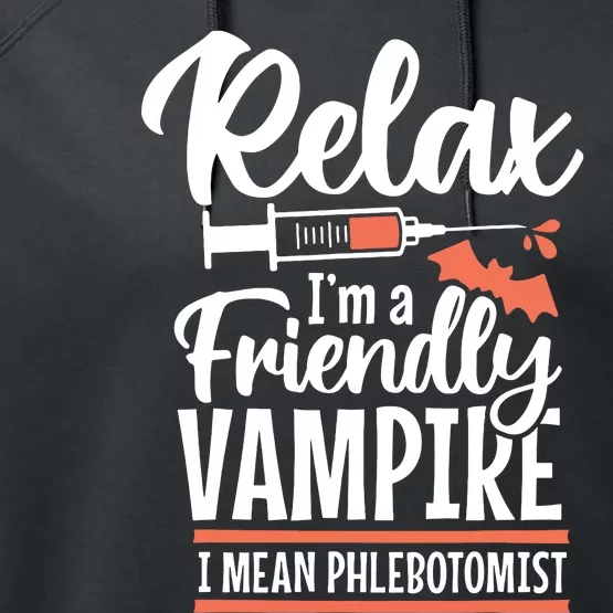 Funny Vampire Phlebotomist Phlebotomy Technician Tech Nurse Performance Fleece Hoodie