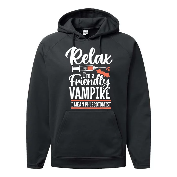 Funny Vampire Phlebotomist Phlebotomy Technician Tech Nurse Performance Fleece Hoodie