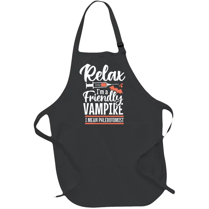 Funny Vampire Phlebotomist Phlebotomy Technician Tech Nurse Full-Length Apron With Pocket