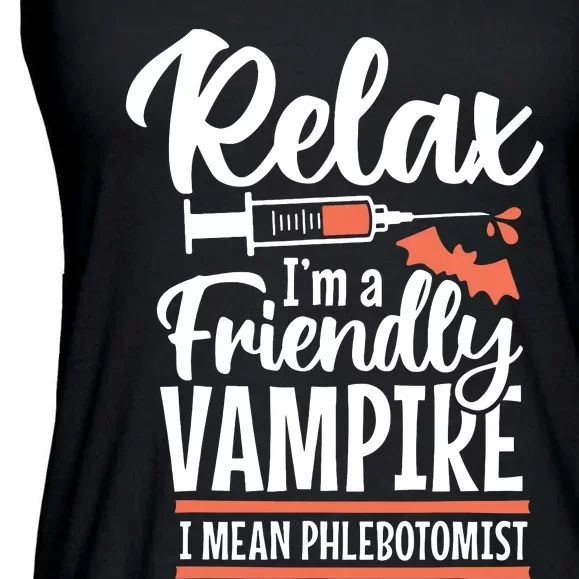 Funny Vampire Phlebotomist Phlebotomy Technician Tech Nurse Ladies Essential Flowy Tank