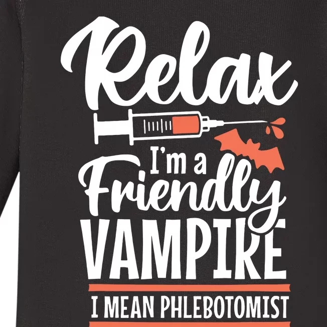 Funny Vampire Phlebotomist Phlebotomy Technician Tech Nurse Baby Long Sleeve Bodysuit