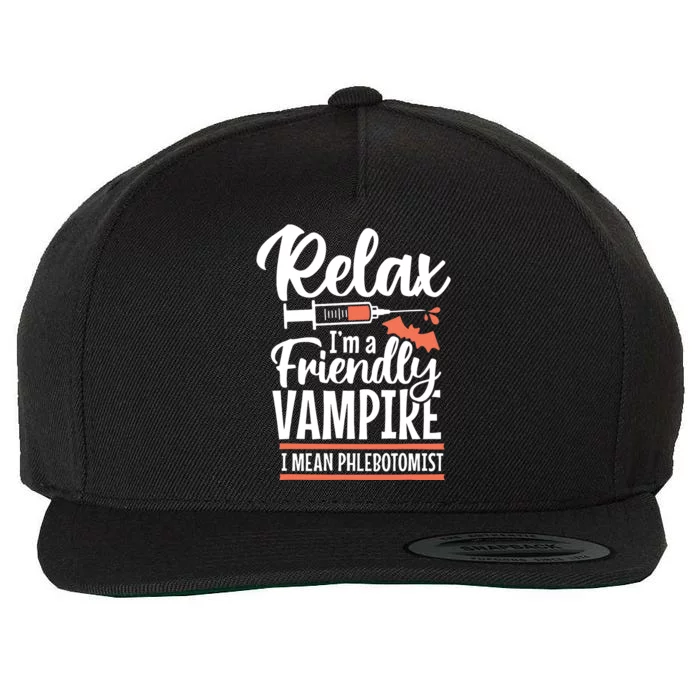 Funny Vampire Phlebotomist Phlebotomy Technician Tech Nurse Wool Snapback Cap