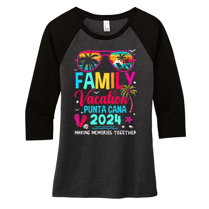 Family Vacation Punta Cana 2024 Dominican Republic Vacation Women's Tri-Blend 3/4-Sleeve Raglan Shirt