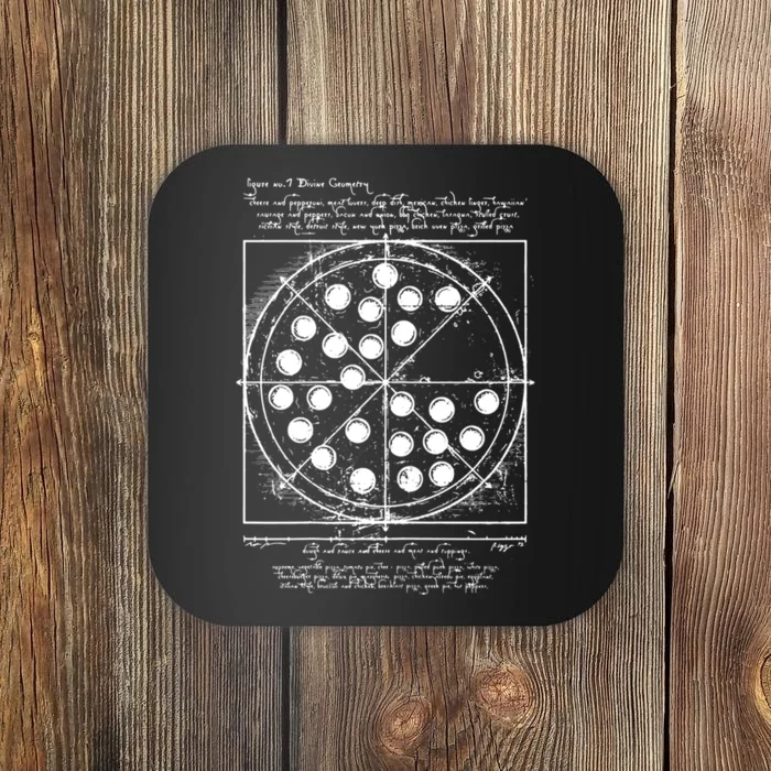 Funny Vitruvian Pizza Gift Da Vinci Funny Movie Reference Gift Coaster