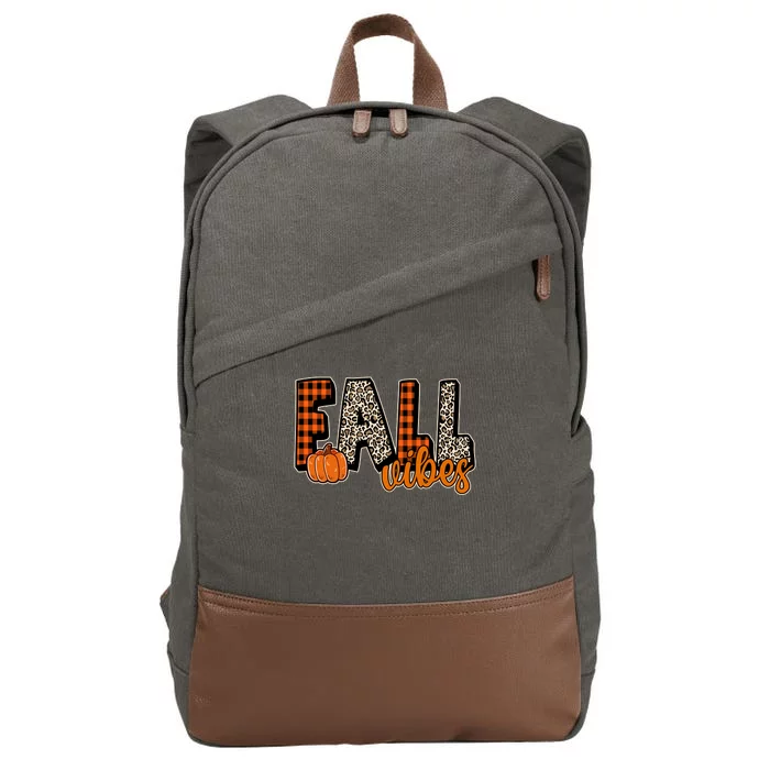 Fall Vibes Pumpkin Plaid Cheetah Cotton Canvas Backpack