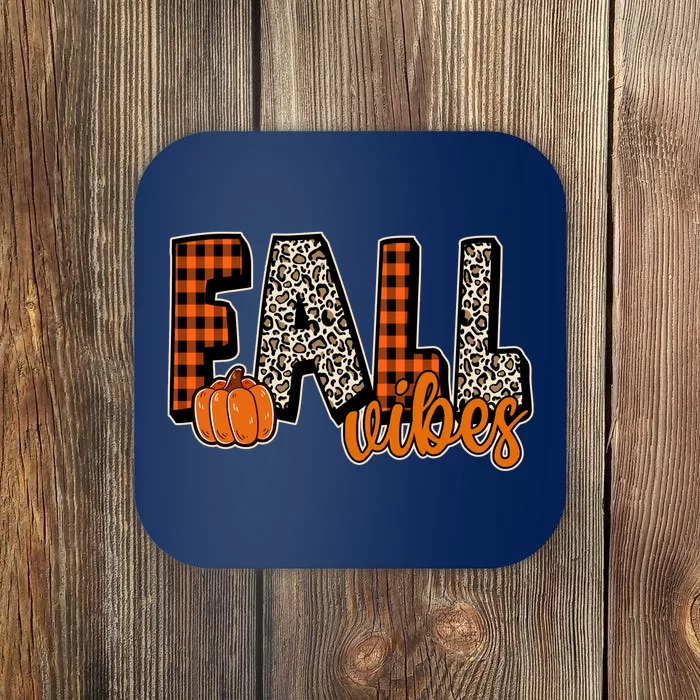 Fall Vibes Pumpkin Plaid Cheetah Coaster