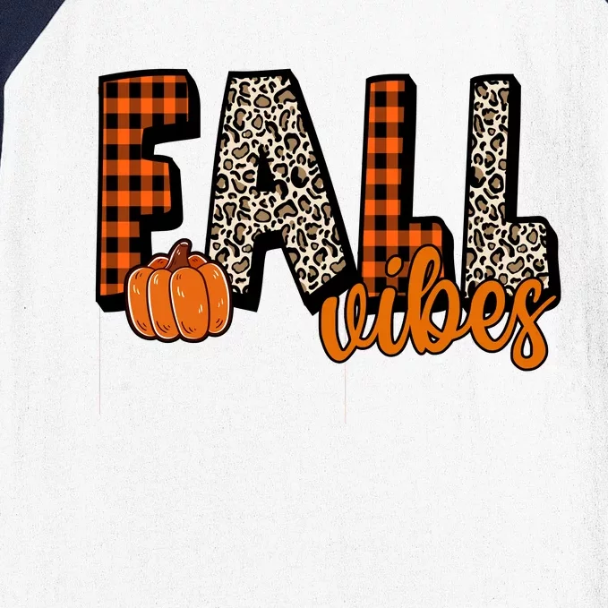 Fall Vibes Pumpkin Plaid Cheetah Baseball Sleeve Shirt