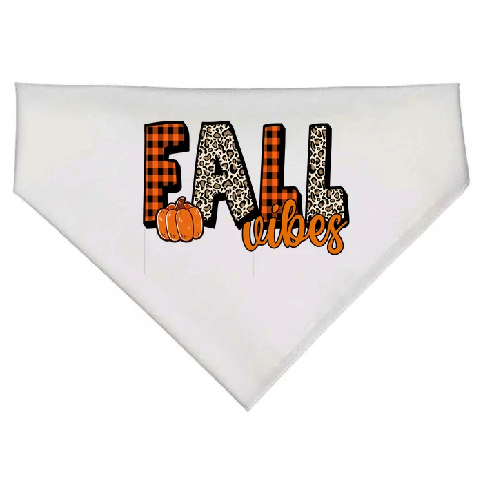 Fall Vibes Pumpkin Plaid Cheetah USA-Made Doggie Bandana