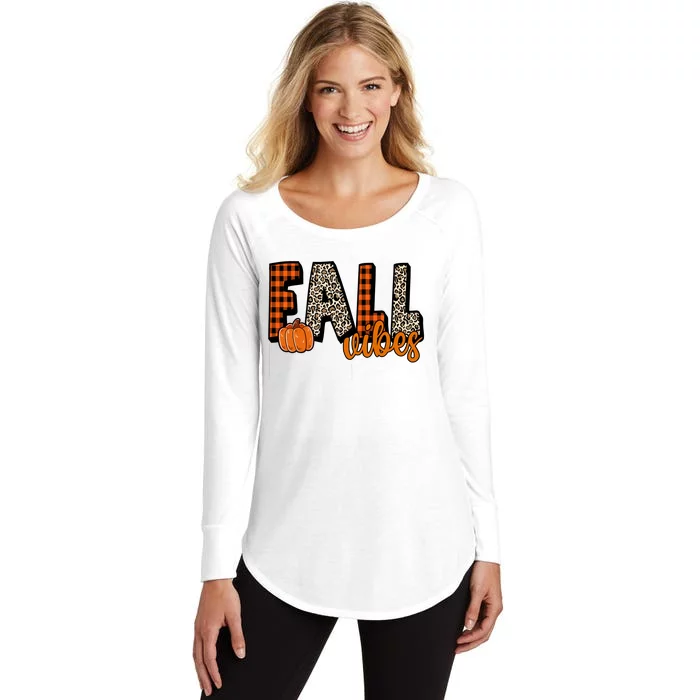 Fall Vibes Pumpkin Plaid Cheetah Women's Perfect Tri Tunic Long Sleeve Shirt