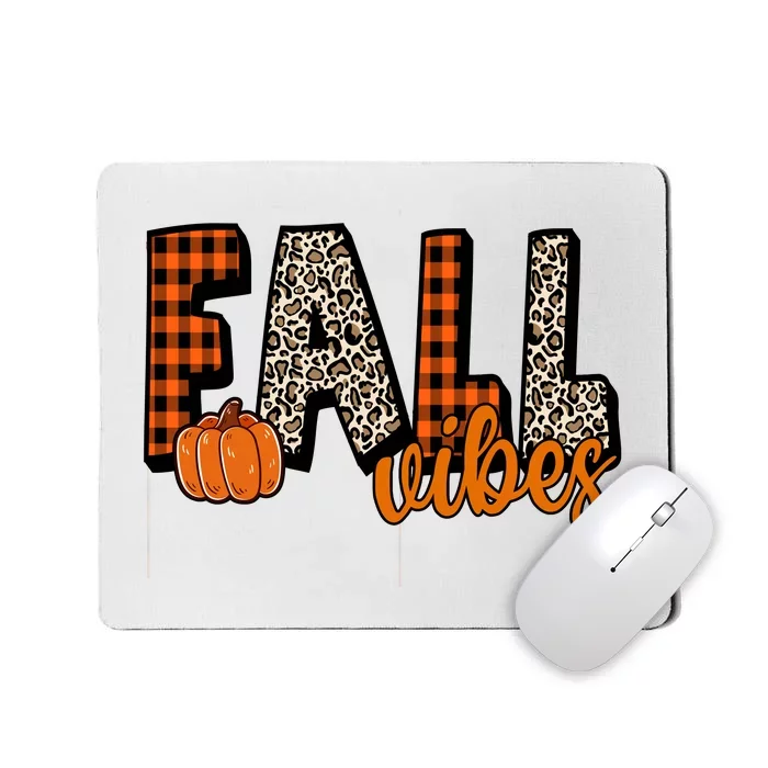 Fall Vibes Pumpkin Plaid Cheetah Mousepad