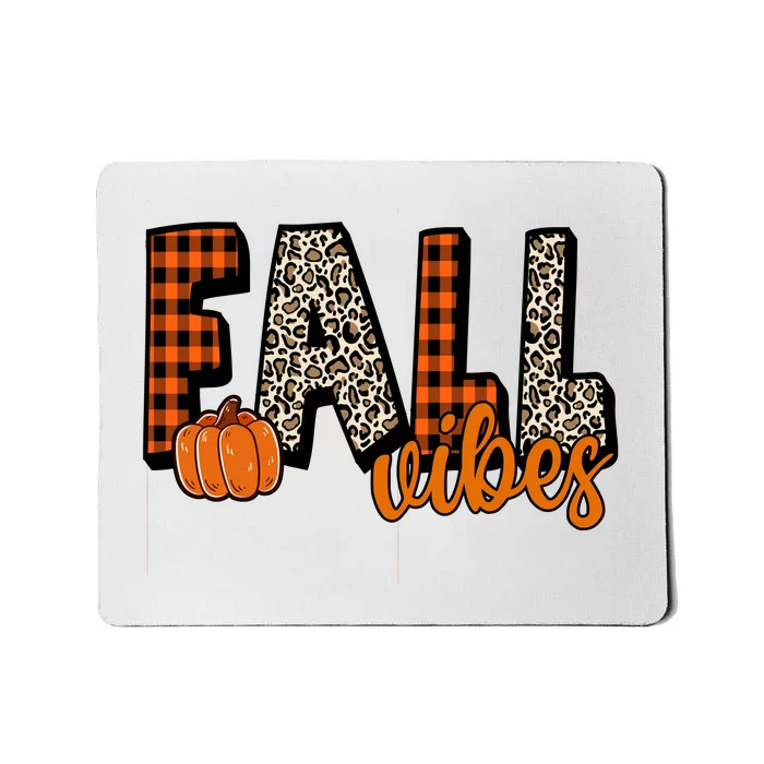 Fall Vibes Pumpkin Plaid Cheetah Mousepad