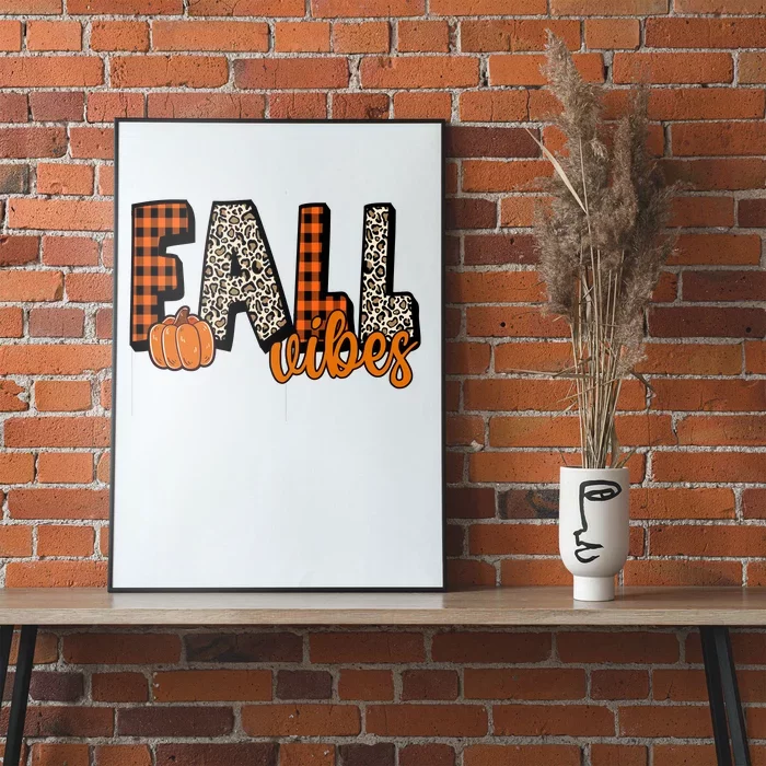 Fall Vibes Pumpkin Plaid Cheetah Poster