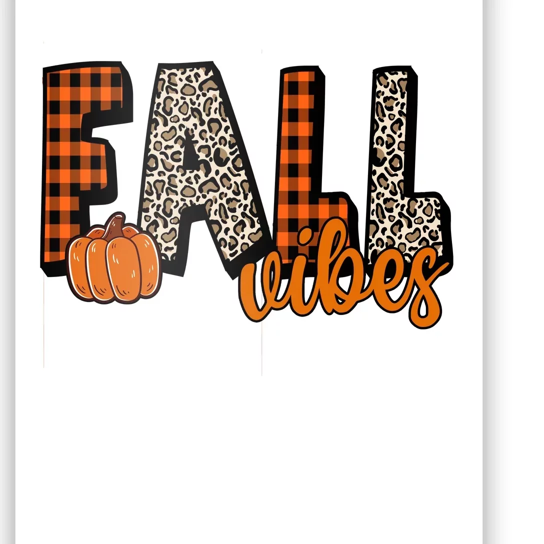 Fall Vibes Pumpkin Plaid Cheetah Poster