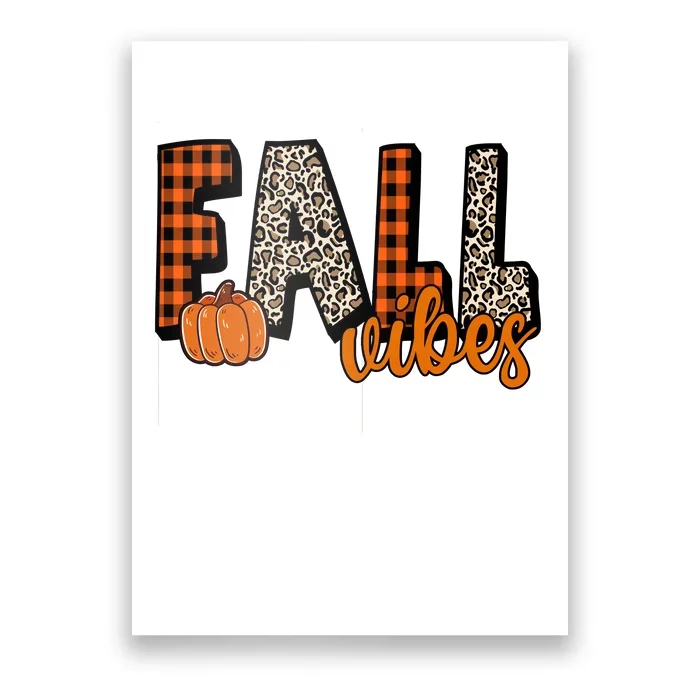 Fall Vibes Pumpkin Plaid Cheetah Poster