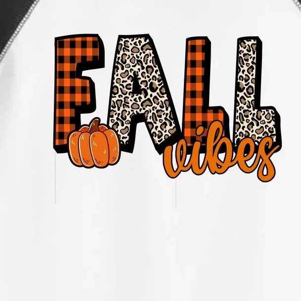 Fall Vibes Pumpkin Plaid Cheetah Toddler Fine Jersey T-Shirt