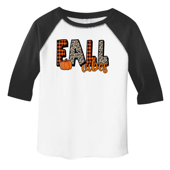 Fall Vibes Pumpkin Plaid Cheetah Toddler Fine Jersey T-Shirt