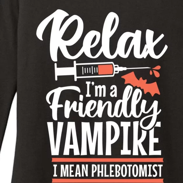 Funny Vampire Phlebotomist Phlebotomy Technician Tech Nurse Cool Gift Womens CVC Long Sleeve Shirt