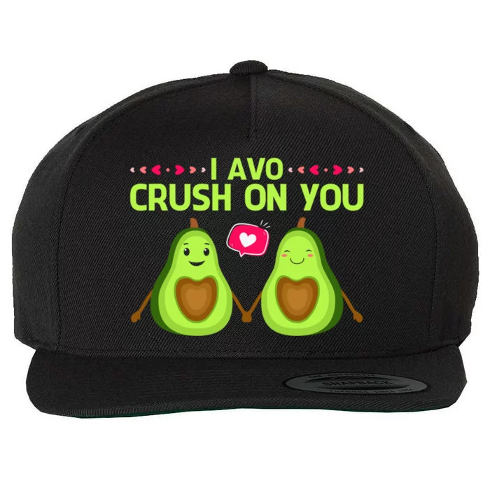 Funny Valentines Pun Joke I Avo Crush On You Avocado Meme Gift Wool Snapback Cap