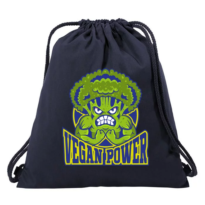 Funny Vegan Power Featuring Strong Angry Broccoli Flexing Gift Drawstring Bag