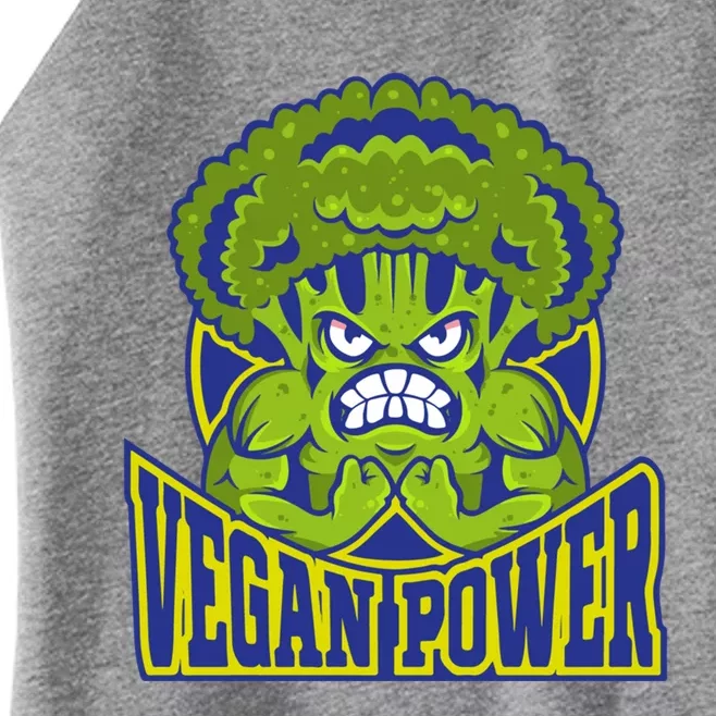 Funny Vegan Power Featuring Strong Angry Broccoli Flexing Gift Women’s Perfect Tri Rocker Tank