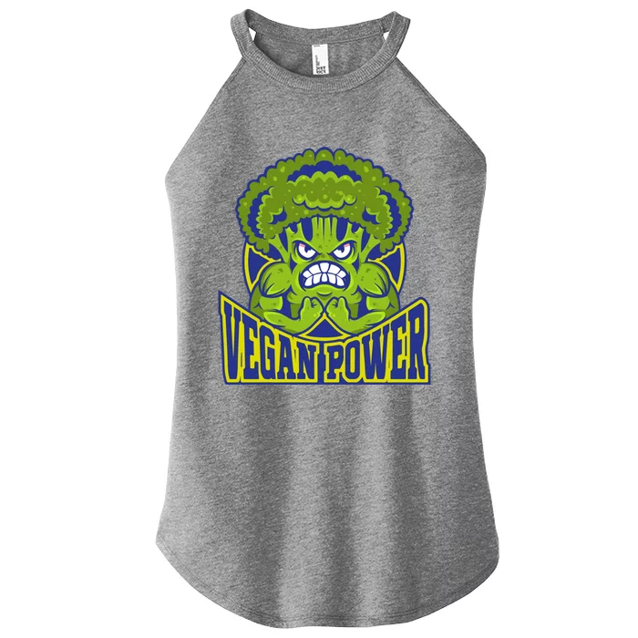 Funny Vegan Power Featuring Strong Angry Broccoli Flexing Gift Women’s Perfect Tri Rocker Tank