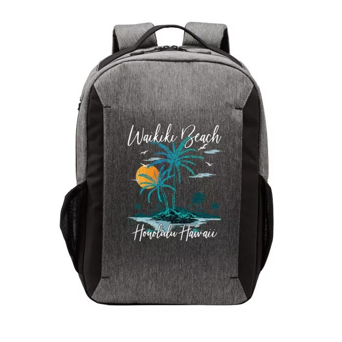 Family Vacation Retro Sunset Honolulu Hawaii Waikiki Beach Vector Backpack