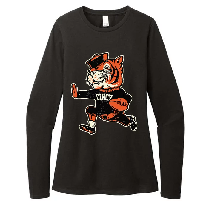 Funny Vintage Running Tiger Football Logo Womens CVC Long Sleeve Shirt