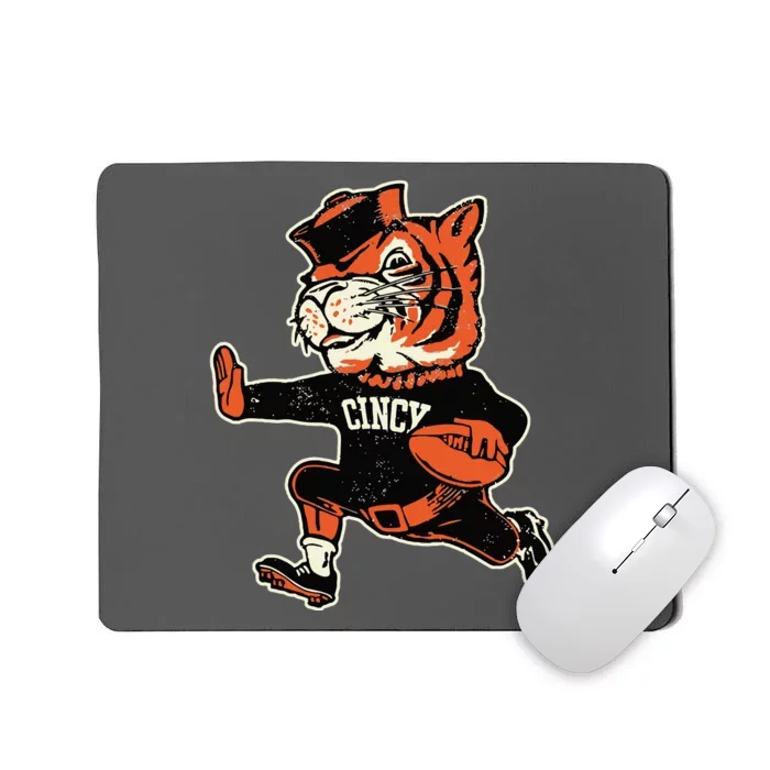 Funny Vintage Running Tiger Football Logo Mousepad