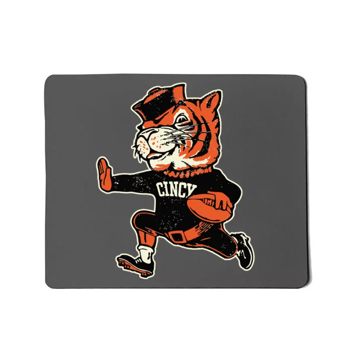 Funny Vintage Running Tiger Football Logo Mousepad