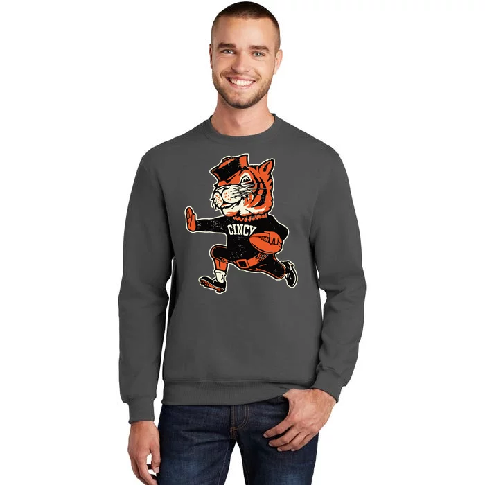 Funny Vintage Running Tiger Football Logo Tall Sweatshirt