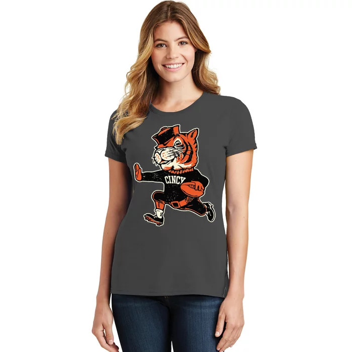 Funny Vintage Running Tiger Football Logo Women's T-Shirt