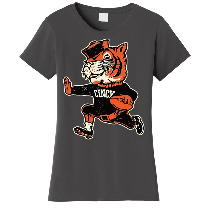 Funny Vintage Running Tiger Football Logo Women's T-Shirt