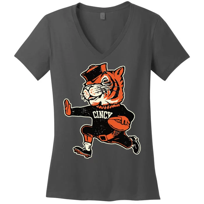 Womens Vintage, Retro, Novelty, Bengals V-Neck T-Shirt