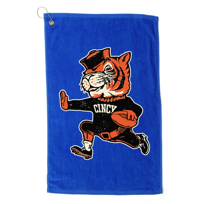 Funny Vintage Running Tiger Football Logo Platinum Collection Golf Towel