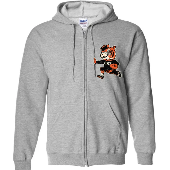 Funny Vintage Running Tiger Football Logo Full Zip Hoodie