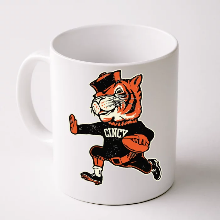 Funny Vintage Running Tiger Football Logo Front & Back Coffee Mug