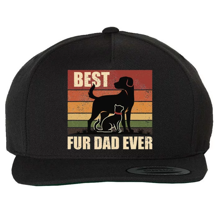 Funny Vintage Retro Best Fur Dad Ever For Dog And Cat Owner Gift Wool Snapback Cap