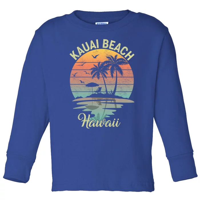 Family Vacation Retro Vintage Hawaii Kauai Beach Gift Toddler Long Sleeve Shirt