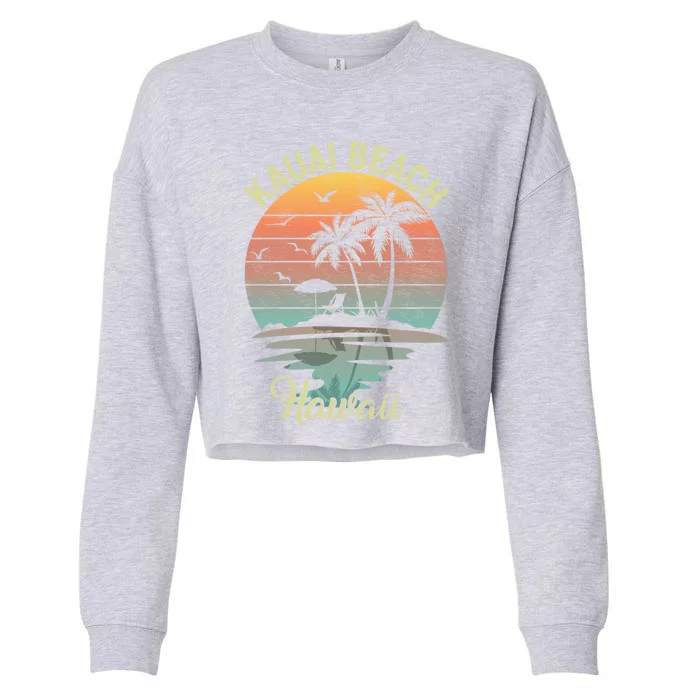 Family Vacation Retro Vintage Hawaii Kauai Beach Gift Cropped Pullover Crew