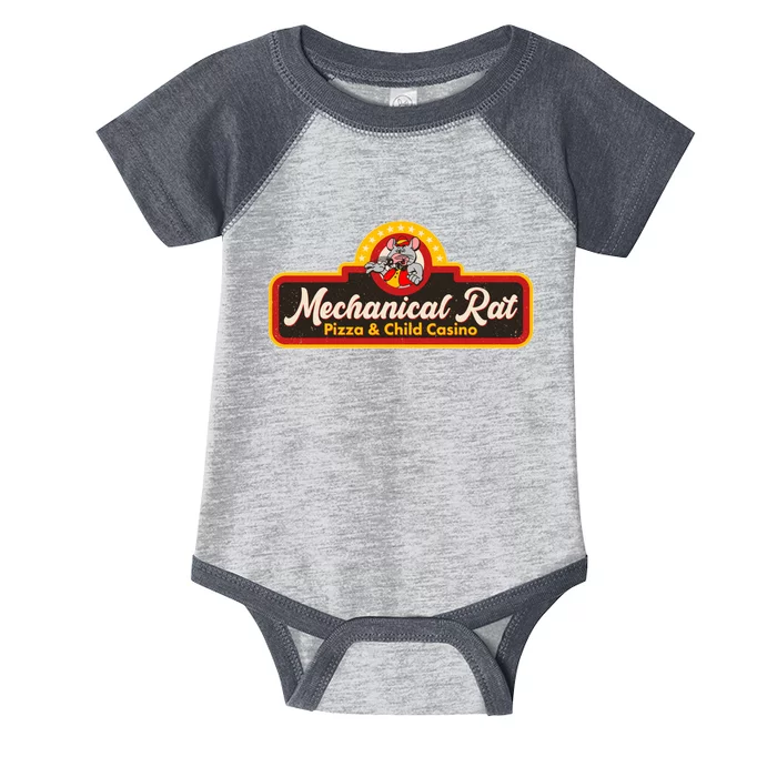 Funny Vintage Retro Mechanical Rat Pizza And Child Casino Infant Baby Jersey Bodysuit