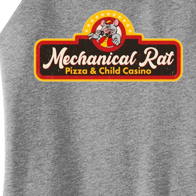 Funny Vintage Retro Mechanical Rat Pizza And Child Casino Women’s Perfect Tri Rocker Tank