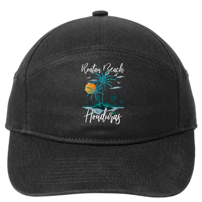 Family Vacation Retro Sunset Honduras Roatan Beach 7-Panel Snapback Hat