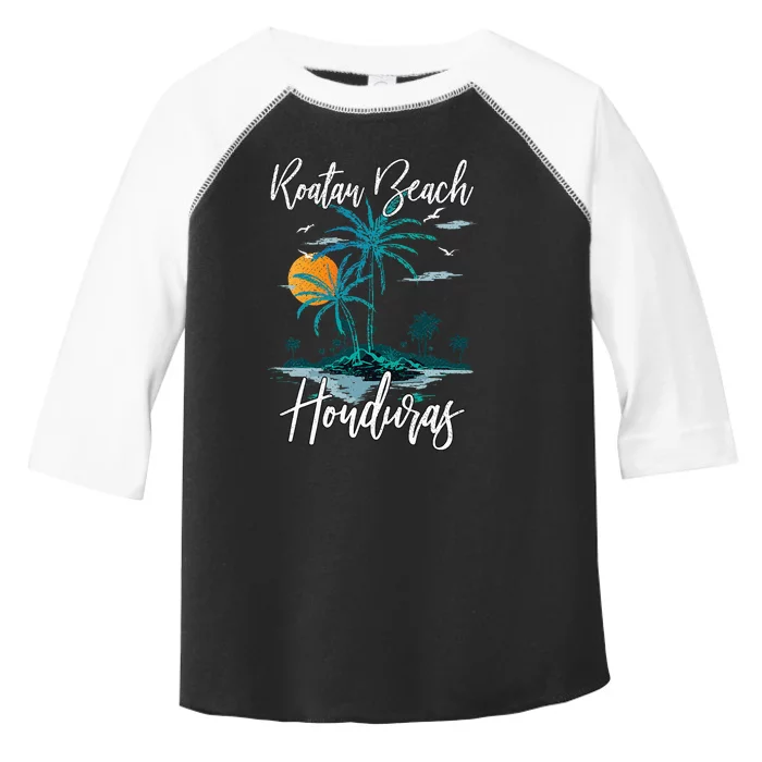 Family Vacation Retro Sunset Honduras Roatan Beach Toddler Fine Jersey T-Shirt