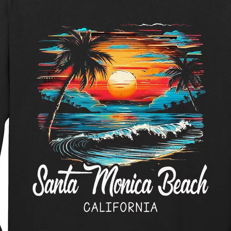 Family Vacation Retro Sunset California Santa Monica Beach Tall Long Sleeve T-Shirt